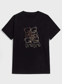 Guys Cartoon Bear Graphic Tee