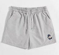 Guys Cartoon Bear Patched Drawstring Shorts