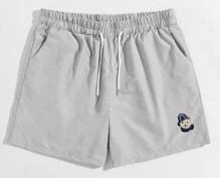 Guys Cartoon Bear Patched Drawstring Shorts
