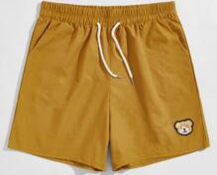 Guys Cartoon Bear Patched Shorts