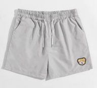 Guys Cartoon Bear Patched Shorts