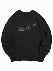 Guys Cartoon Dinosaur Graphic Sweatshirt