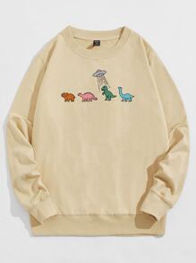 Guys Cartoon Dinosaur Graphic Sweatshirt