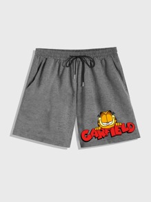 Guys Cartoon Graphic Drawstring Shorts