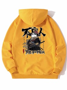 Guys Cartoon & Letter Graphic Hoodie