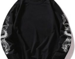 Guys Chinese Dragon Print Sweatshirt
