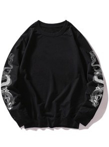 Guys Chinese Dragon Print Sweatshirt