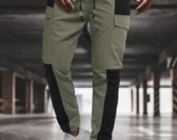 Guys Color Block Flap Detail Pants