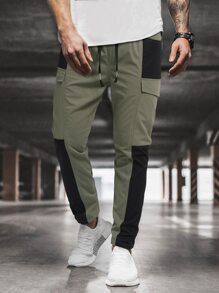 Guys Color Block Flap Detail Pants