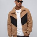 Guys Color Block Teddy Jacket