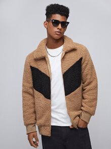 Guys Color Block Teddy Jacket