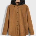 Guys Colorblock Corduroy Hooded Shirt