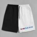 Guys Colorblock Letter Graphic Shorts