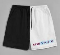 Guys Colorblock Letter Graphic Shorts