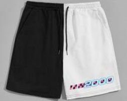 Guys Colorblock Letter Graphic Shorts