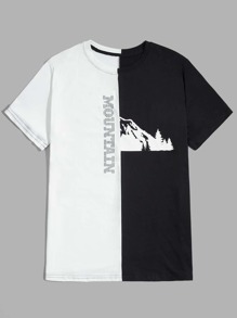 Guys Colorblock Letter Mountain Graphic Tee