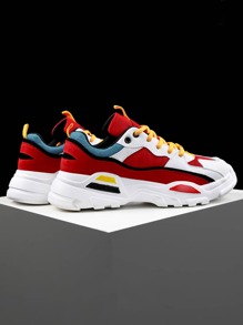 Guys Colorblock Mesh Panel Chunky Sneakers