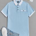 Guys Contrast Collar Polo Shirt