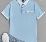 Guys Contrast Collar Polo Shirt
