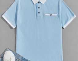Guys Contrast Collar Polo Shirt