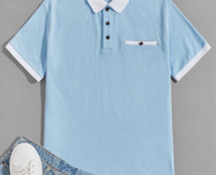 Guys Contrast Collar Polo Shirt