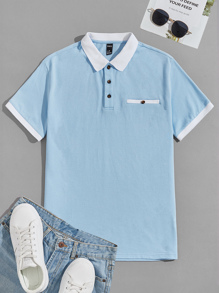 Guys Contrast Collar Polo Shirt