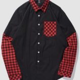 Guys Contrast Gingham Button Front Pocket Shirt