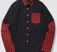 Guys Contrast Gingham Button Front Pocket Shirt