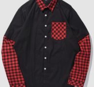 Guys Contrast Gingham Button Front Pocket Shirt