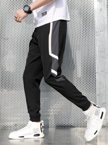 Guys Contrast Panel Drawstring Sweatpants