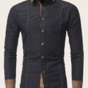 Guys Contrast Panel Topstitching Shirt