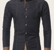 Guys Contrast Panel Topstitching Shirt