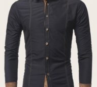 Guys Contrast Panel Topstitching Shirt