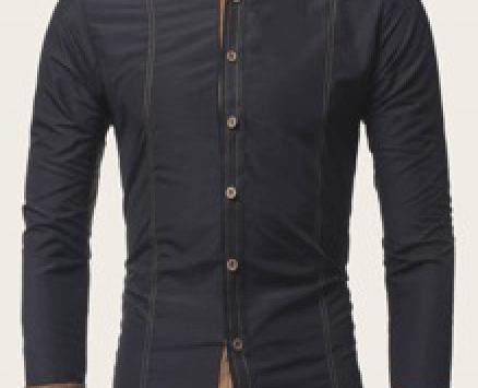 Guys Contrast Panel Topstitching Shirt