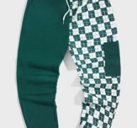 Guys Contrast Plaid Pocket Drawstring Pants