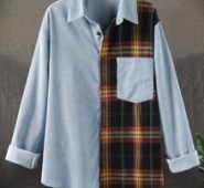 Guys Contrast Tartan Button Front Corduroy Shirt