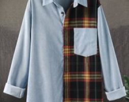 Guys Contrast Tartan Button Front Corduroy Shirt