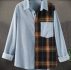 Guys Contrast Tartan Button Front Corduroy Shirt