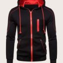 Guys Contrast Topstitching Drawstring Hoodie