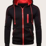 Guys Contrast Topstitching Drawstring Hoodie