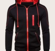 Guys Contrast Topstitching Drawstring Hoodie