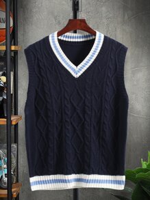 Guys Contrast Trim Sweater Vest