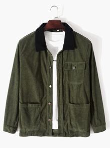 Guys Corduroy Contrast Collar Jacket Without Tee