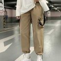 Guys Drawstring Hem Ribbon Detail Cargo Pants