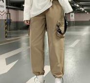 Guys Drawstring Hem Ribbon Detail Cargo Pants