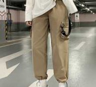 Guys Drawstring Hem Ribbon Detail Cargo Pants