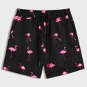 Guys Drawstring Waist Flamingo Print Shorts