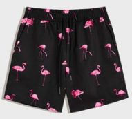 Guys Drawstring Waist Flamingo Print Shorts