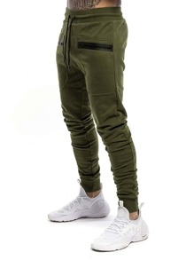 Guys Drawstring Waist Zip Detail Sweatpants