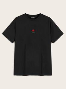 Guys Embroidered Rose Tee